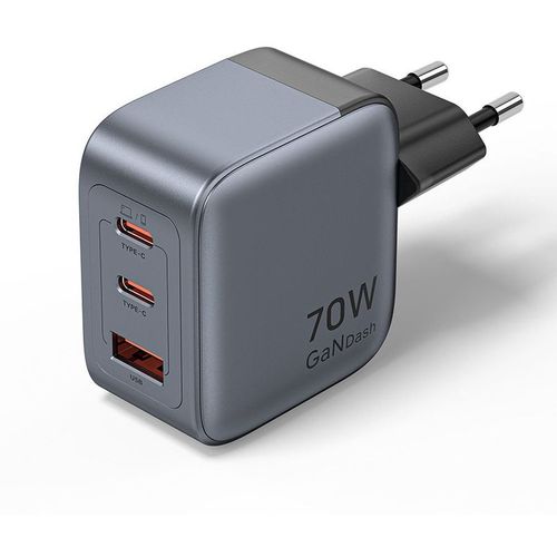 Сетевое зарядное устройство VENTION FEXH0-EU, USB-A, 2xUSB-C, 70Вт, 3.5A, серый