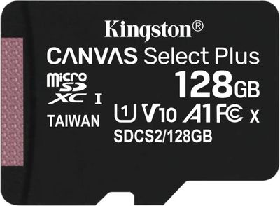 Карта памяти microSDXC UHS-I U1 Kingston Canvas Select Plus 128 ГБ, 100 МБ/с, Class 10, SDCS2/128GBSP,  1 шт., без адаптера