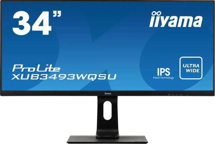 34" Монитор Iiyama ProLite XUB3493WQSU-B1, 3440x1440, IPS, 75Гц, 2хHDMI, 1хDP, черный