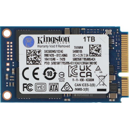 1ТБ SSD накопитель Kingston KC600 SKC600MS/1024G mSATA, mSATA, mSATA