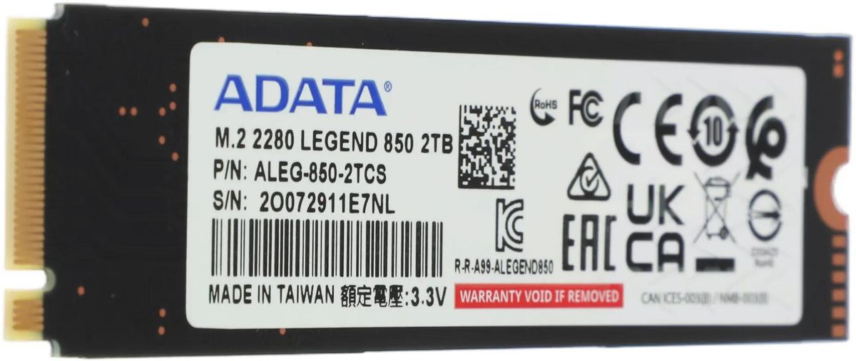 SSD накопитель A-Data Legend 850 ALEG-850-2TCS 2ТБ, M.2 2280, PCIe