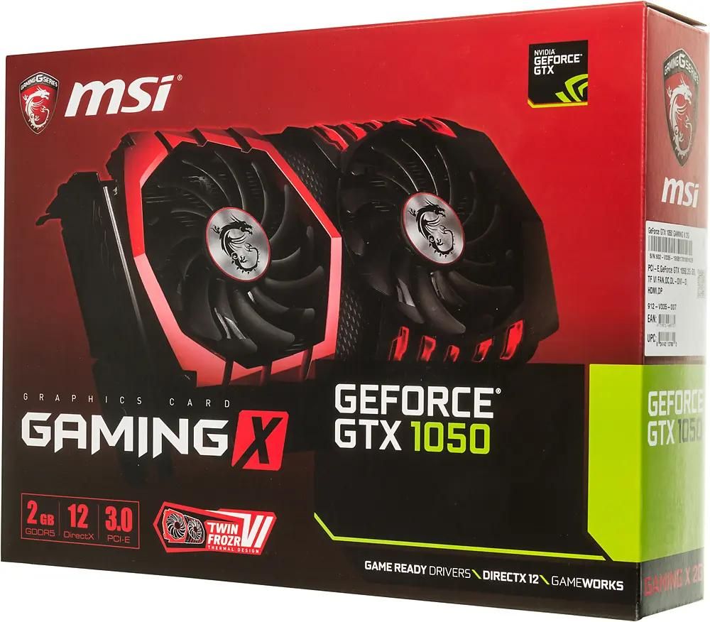 MSI NVIDIA GeForce GTX 1050 GTX 1050 GAMING X 2G 2 GDDR5 OC Ret 402926