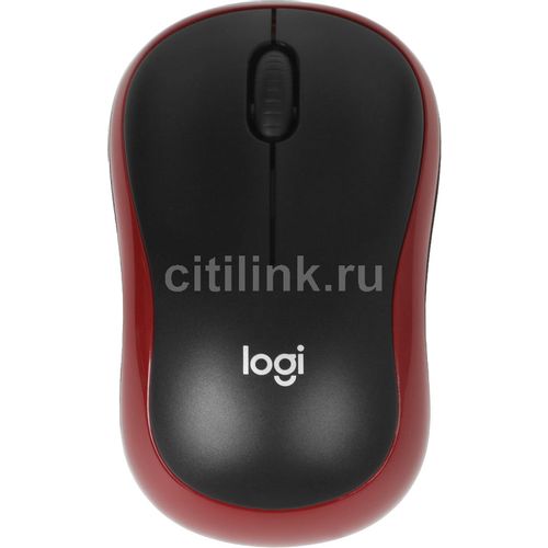 Мышь беспроводная Logitech M185, радио, оптическая, USB, 1000dpi, черный и красный [910-002633]