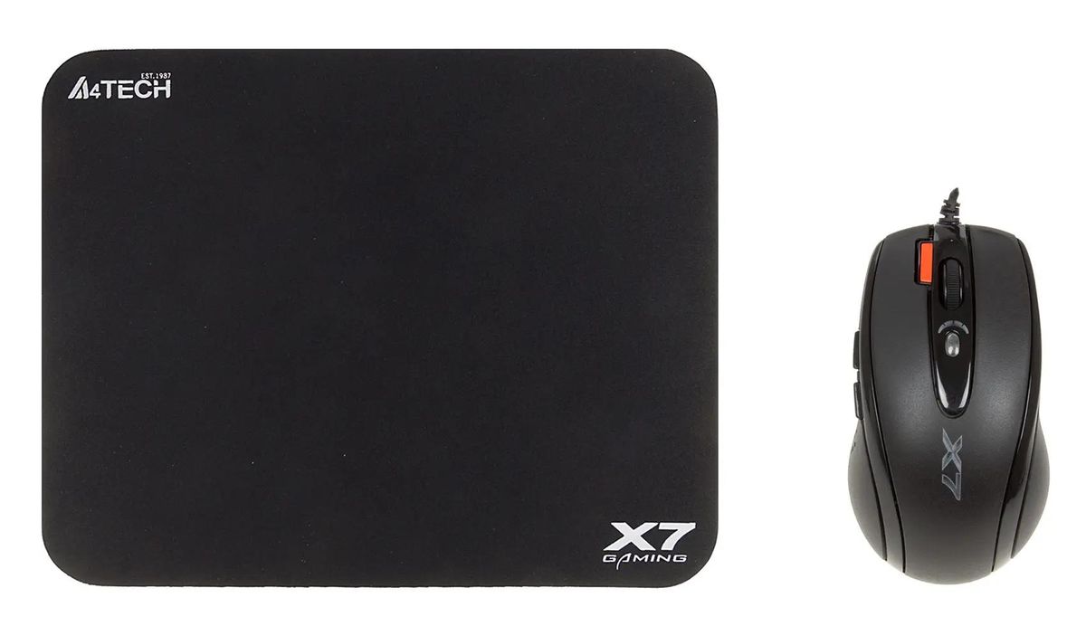 Характеристики Мышь A4TECH X-7120, игровая, оптическая, проводная, USB,  черный [x-710bk+x7-200mp] (490156) смотреть в СИТИЛИНК