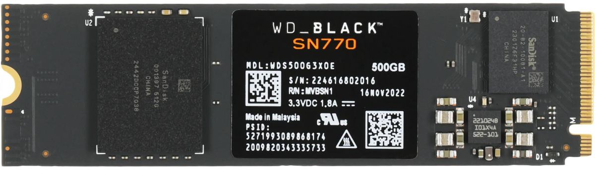 500ГБ SSD накопитель WD Black SN770 WDS500G3X0E M.2 2280, PCIe 4.0