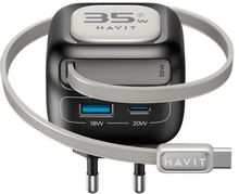 Изображение товара Сетевое зарядное устройство HAVIT UC251,  USB-A,  USB-C, 35Вт, 3A, черный [uc251 eu]