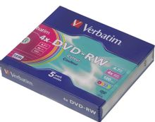 Оптический диск DVD-RW Verbatim 4.7ГБ 4x, 5шт., slim case