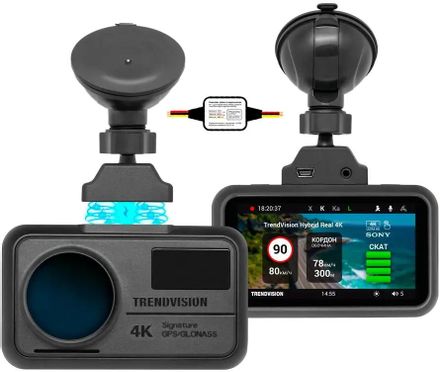 Видеорегистратор с радар-детектором TrendVision Hybrid Signature Real 4K Max, 2160p, Wi-Fi, GPS, сигнатурный