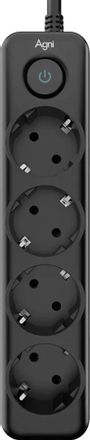 Сетевой фильтр AGNI TP-FD4E, 5м, черный [tp-fd4e-5m-black]