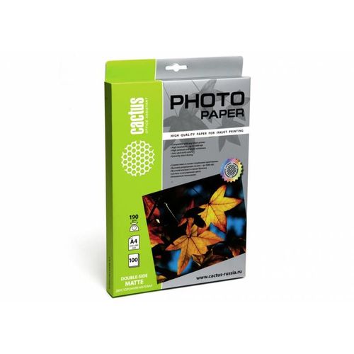 Фотобумага Cactus CS-MA4190100DS матовая двусторонняя, А4, 190 г/м2, 100 листов