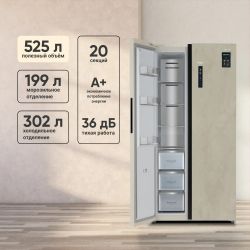 Холодильник двухкамерный TESLER RSD-537Bi Side by Side, инверторный