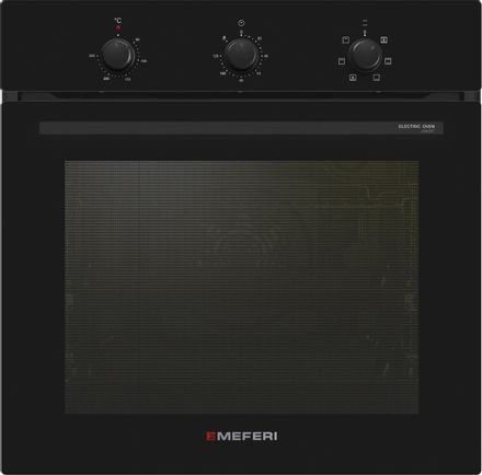 Духовой шкаф электрический MEFERI Comfort MEO606BK, 80л, дверца с 2 стеклами, черный/нержавеющая сталь