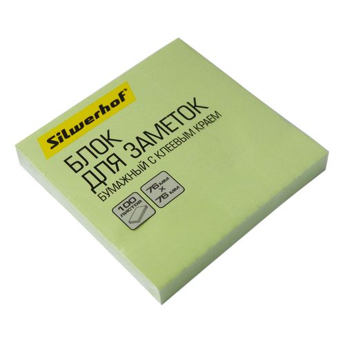Упаковка блоков самоклеящихся Silwerhof 682156-06, 682156-06, 76x76, 100 л, пастель, зеленый 12 шт./кор. SILWERHOF