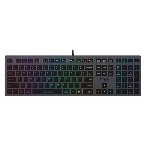 Клавиатура A4TECH Fstyler FX60, проводная, USB, ножничная, серый [fx60 grey / neon]
