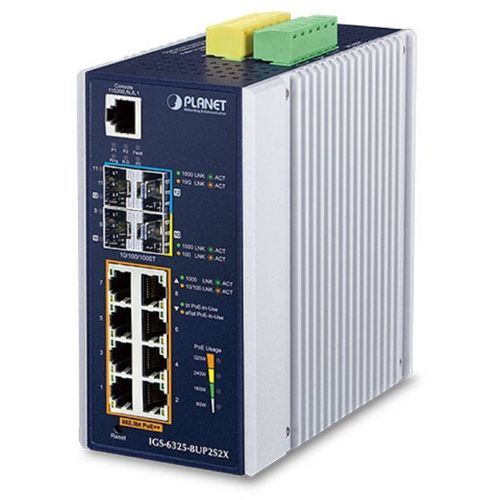 Коммутатор PLANET IGS-6325-8UP2S, управляемый, 8 RJ-45, 10/100/1000 Мбит/с