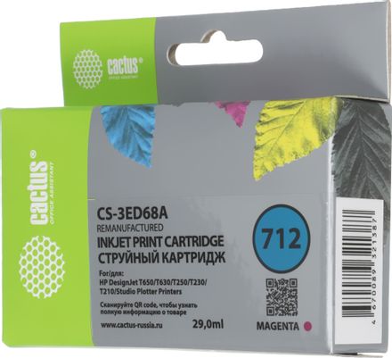Картридж Cactus CS-3ED68A, 712, пурпурный / CS-3ED68A