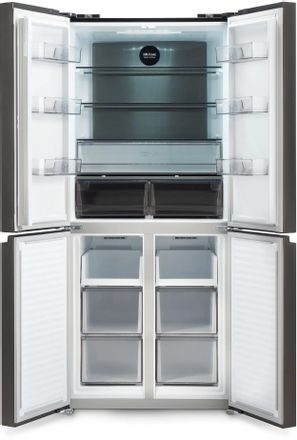 Холодильник трехкамерный Hyundai CM45043F Side by Side, инверторный, черная сталь