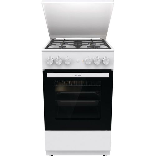 Газовая плита Gorenje GK5A42WF-B, электрическая духовка, металлическая крышка, чугун, белый