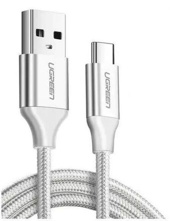 Кабель UGREEN US288,  USB Type-C (m) -  USB (m),  2м,  3A,  серебристый [60133]