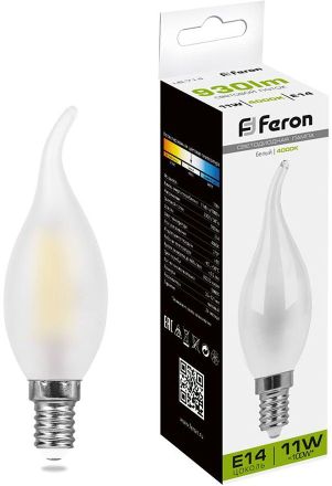 Упаковка ламп LED FERON E14,  свеча на ветру, 11Вт, LB-714, 10 шт. [38011-10]