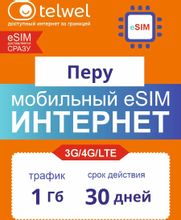 Изображение товара eSim-карта TELWEL Travel Перу 1Гб 30 дней