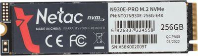 SSD накопитель NETAC N930E Pro NT01N930E-256G-E4X 256ГБ, M.2 2280, PCIe 3.0 x4,  NVMe,  M.2