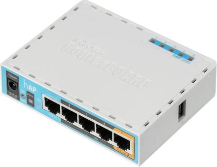 Wi-Fi роутер MIKROTIK hAP,  Wi-Fi 4,  N300,  2.4ГГц, 4 LAN,  1xUSB, белый [rb951ui-2nd]