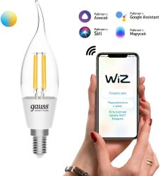 Умная лампа GAUSS Smart Home E14 белая 4.5Вт 495lm Wi-Fi (1шт)