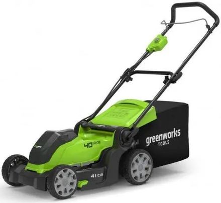 Газонокосилка аккумуляторная GREENWORKS G40LM41K4,  40см, несамоходная,  4Ач, с ЗУ [2504707vb]