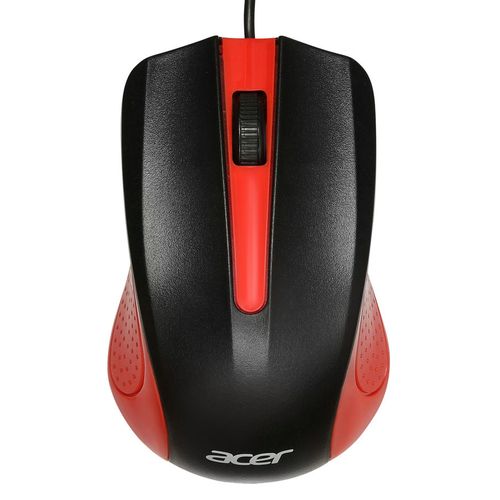 Мышь проводная Acer OMW012, оптическая, USB, 1200dpi, черный и красный [zl.mceee.003]