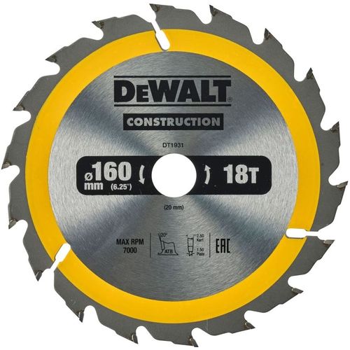Пильный диск DeWALT DT1931-QZ, 160мм, 1.5мм, 20мм, по дереву