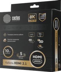 Кабель аудио-видео Cactus CS-HDMI.2.1-5, HDMI (m) - HDMI (m), ver 2.1, 5м
