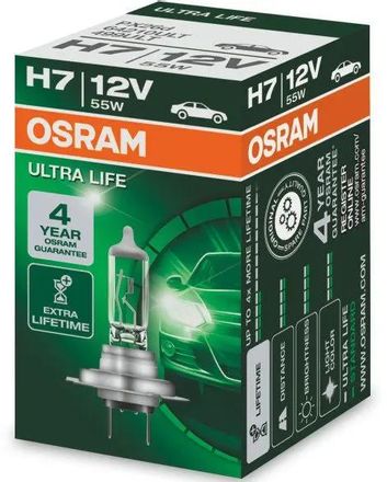 Лампа автомобильная галогенная Osram 64210ULT, H7, 12В, 55Вт, 3200К, 1шт