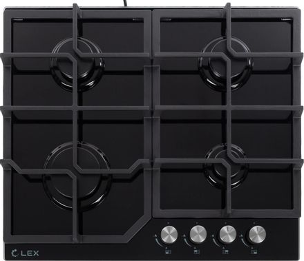 Газовая варочная панель LEX GVG 642 BL,  4 конфорки,  закаленное стекло,  черный