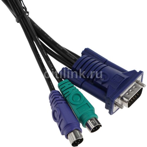 Кабель D-Link DKVM-CB/B1A 1.8м, многожильный, черный