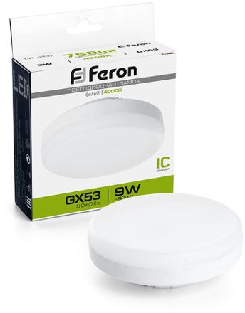 Упаковка ламп LED FERON GX53,  таблетка, 9Вт, LB-452, 10 шт. [25829-10]