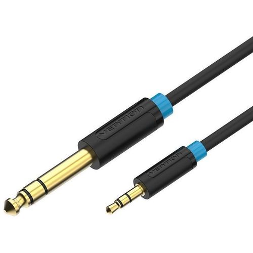 Кабель аудио VENTION Jack 3.5 (m) - Jack 6.3 (m), 1.5м, GOLD, черный [babbg]