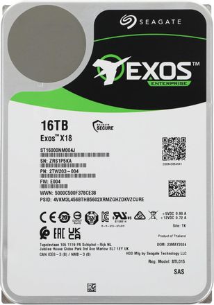 16ТБ Жесткий диск Seagate Exos X18 ST16000NM004J, SAS 3.0, 3.5", 7200об/мин