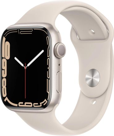 Смарт-часы Apple Watch Series 7 A2474,  45мм,  бежевый/сияющая звезда [mkn63ll/a]