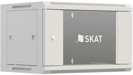 Шкаф коммутационный БАСТИОН SKAT TB-6W645GF-G 4410 настенный, стеклянная передняя дверь, 6U, 600x370x450 мм