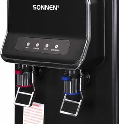 Кулер SONNEN FSE-02WB, напольный, электронный, push - кран, черный