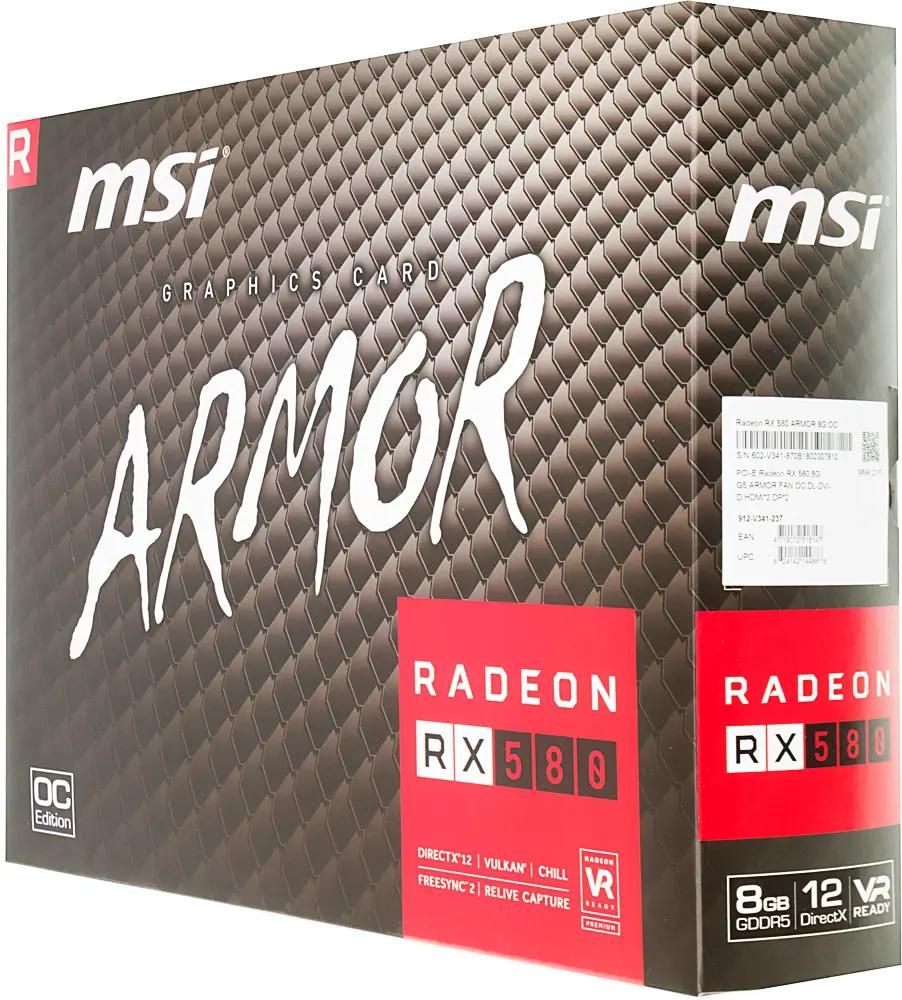 Обзор товара видеокарта MSI AMD Radeon RX 580 Radeon RX 580 ARMOR 8G OC 8ГБ  GDDR5, OC, Ret (461065) в интернет-магазине СИТИЛИНК