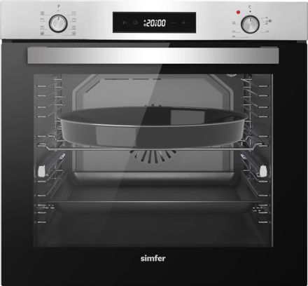 Духовой шкаф электрический Simfer B6EM69070, 80л, дверца с 3 стеклами, нержавеющая сталь