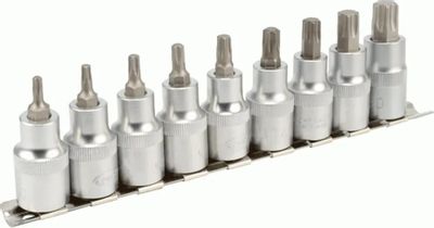 Набор головок со вставкой TORX 9 предметов T20-T60 на планке АвтоDело