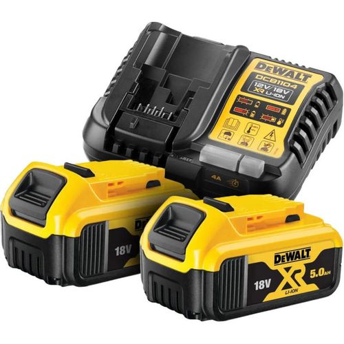 Батарея аккумуляторная DeWALT DCB1104P2, 18В, 5Ач, Li-Ion, ЗУ в комплекте