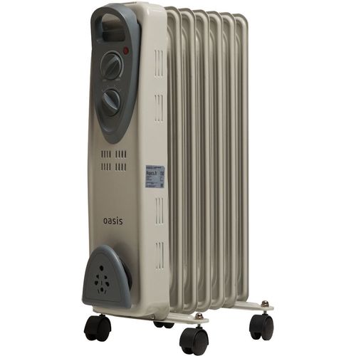 Масляный радиатор OASIS UT-10, с терморегулятором, 1000Вт, 5 секций, 3 режима, серый