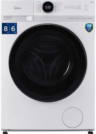 Стиральная машина Midea MF200D80WBS/W-RU, с фронтальной загрузкой, 8кг, 1400об/мин, с паром, с сушкой, инверторная
