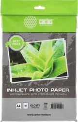 Фотобумага Cactus CS-GA423050ED, A4, для струйной печати, 50л, 230г/м2, белый, покрытие глянцевое