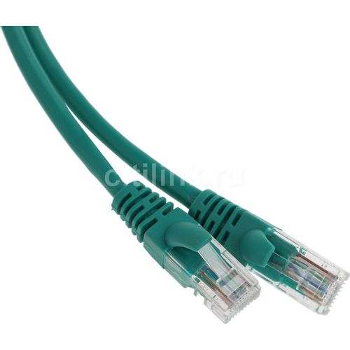 Патч-корд CABLEXPERT PP12-5M/G литой (molded), UTP, кат.5E, 5м, 4 пары, 26AWG, алюминий омедненный, многожильный, зеленый