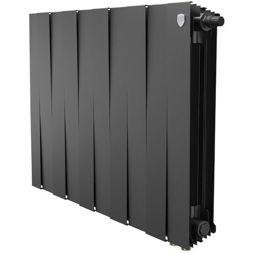 Радиатор биметаллический ROYAL THERMO Pianoforte 500 VR80, 10 секций, нижнее правое подключение, черный